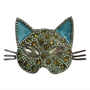 Sparkling Cat Mask Brooch